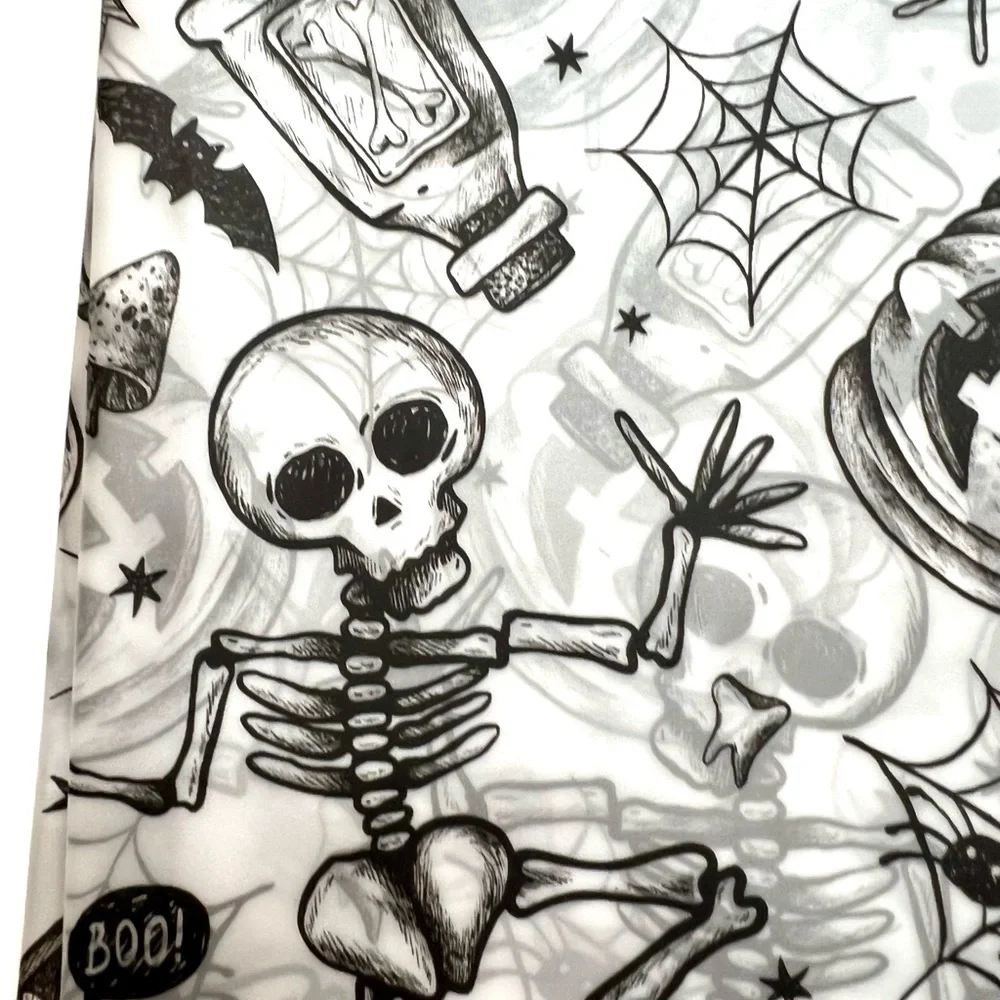 Halloween Charcoal Sketch Images Peva Shower Curtain Metal Grommets Black Potion